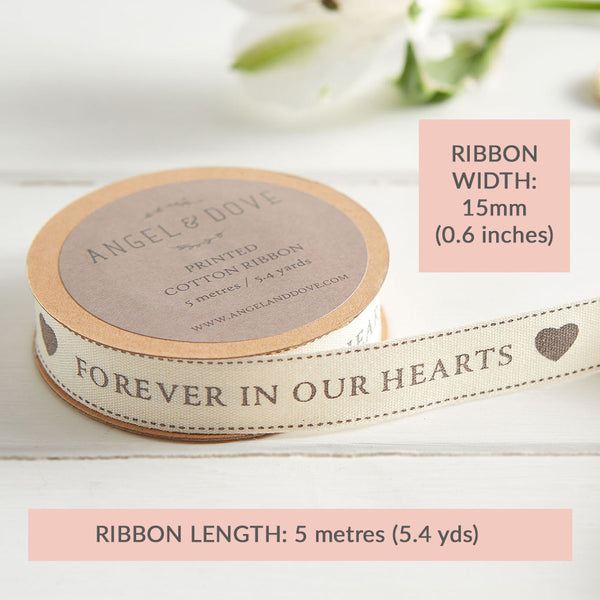 'Forever In Our Hearts' Cotton Ribbon 5m - Angel & Dove