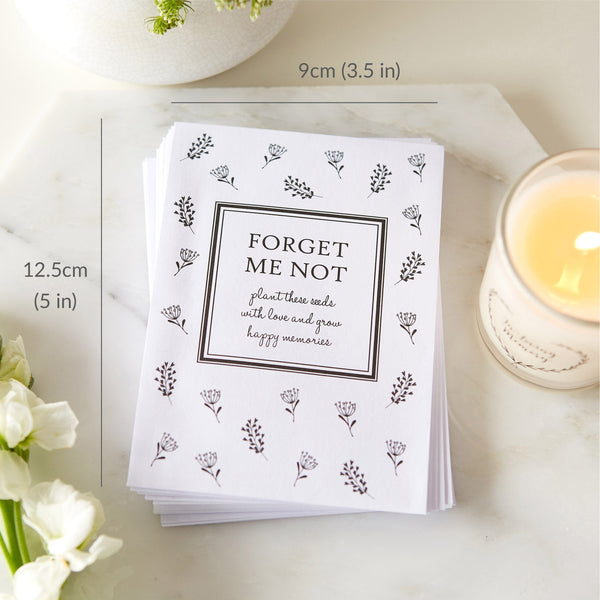 25 Unfilled Forget-Me-Not Seed Packet Funeral Favour Envelopes - Angel & Dove