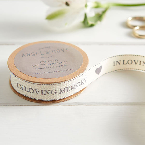 'In Loving Memory' Cotton Ribbon 5m - Angel & Dove