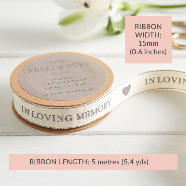 'In Loving Memory' Cotton Ribbon 5m - Angel & Dove