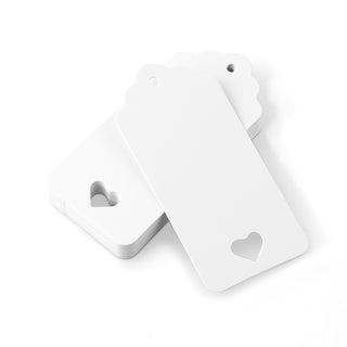 25 White Heart Card Balloon Message Tags - Angel & Dove