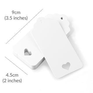 25 White Heart Card Balloon Message Tags - Angel & Dove
