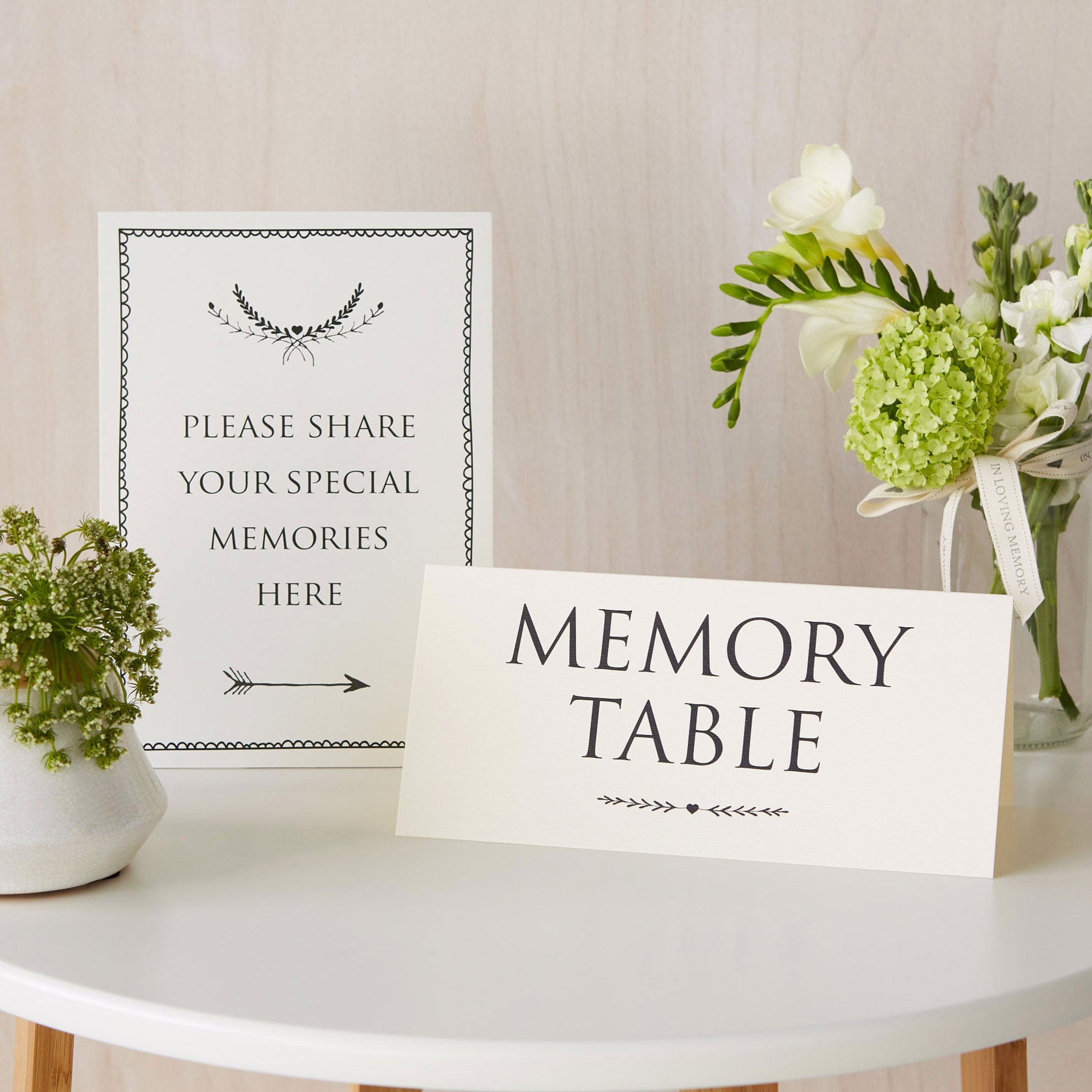 Celebration of Life Ideas That Honor Memories With Meaning and Grace 6 https://www.angelanddove.com/cdn/shop/products/2-Memory-Sign-Set-Ivory.jpg?v=1742497099