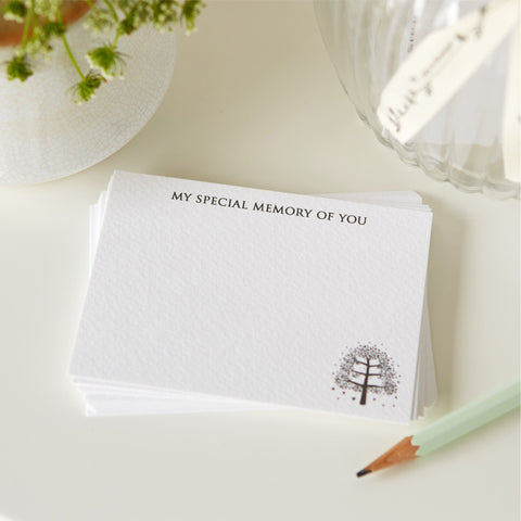 25 'My Special Memory of You' A7 Luxury White Textured Funeral Remembrance Cards - Angel & Dove