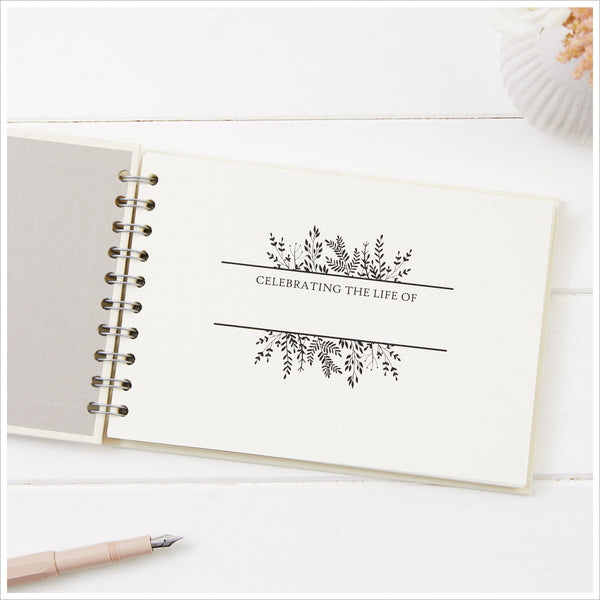 A5 Luxury Ivory 'Celebration of Life' Memory Condolence Book - Angel & Dove