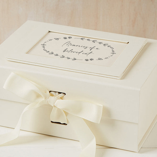 'Memories of a Beloved Cat' Ivory Card Memory Box - Angel & Dove