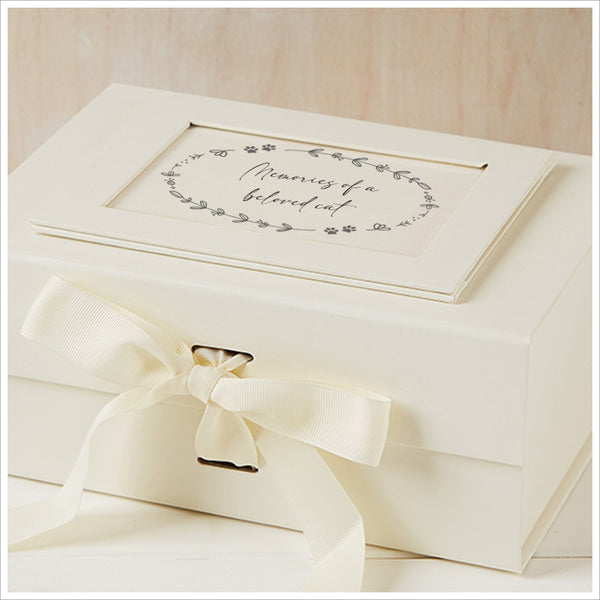 'Memories of a Beloved Cat' Ivory Card Memory Box - Angel & Dove