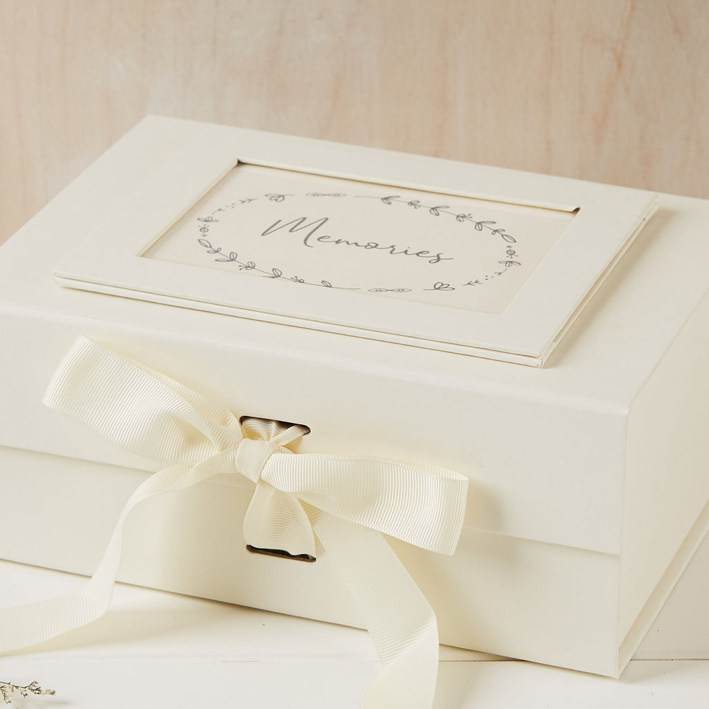 Memory Collection Boxes Medium 'Memories' Ivory Card Memory Keepsake Box – Angel & Dove