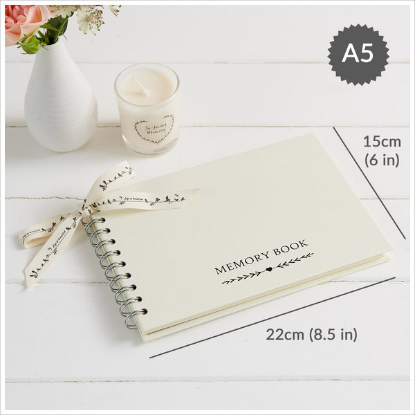 A5 Luxury Ivory Memory Book & 2 Sign Set for Funeral Memory Table - Angel & Dove