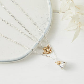 Silver Beehive Double Necklace Sympathy Gift with Bag & Card - Angel & Dove