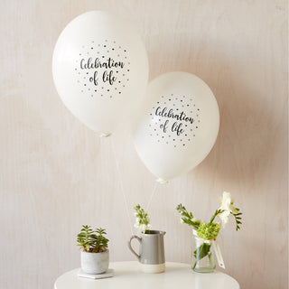 Celebration of Life Funeral Remembrance Balloons - White - Angel & Dove
