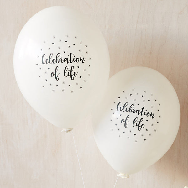 Celebration of Life Funeral Remembrance Balloons - White - Angel & Dove