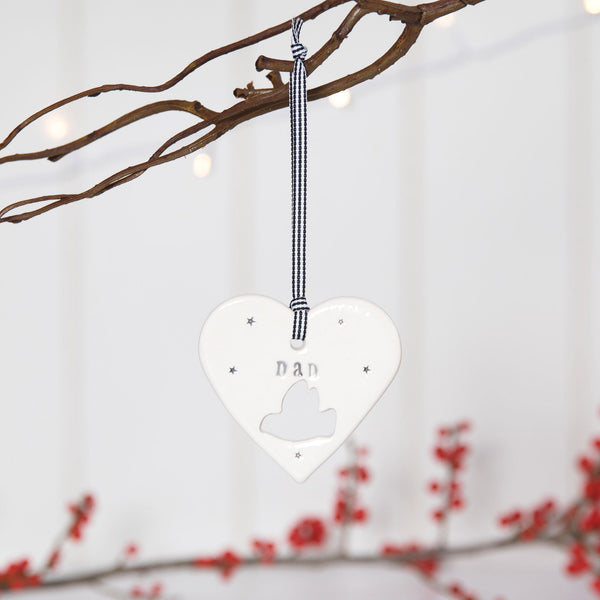 'Dad' Handmade Ceramic Heart Decoration in Luxury Gift Box - Angel & Dove