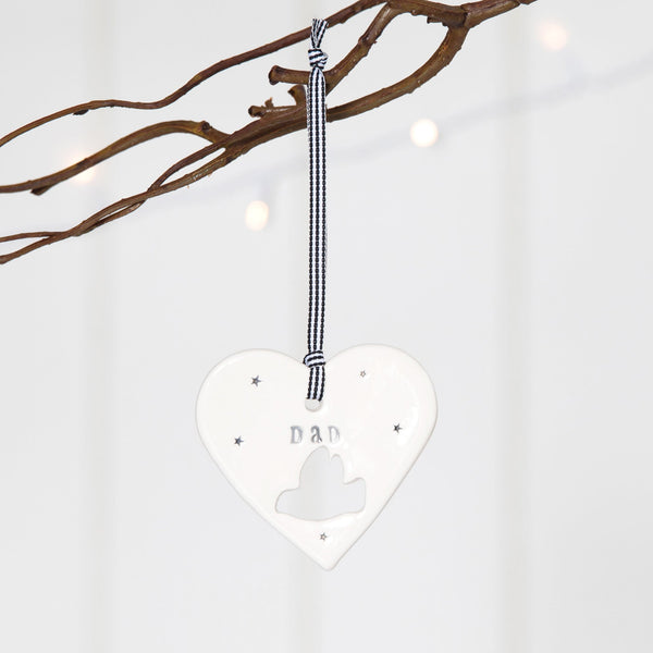 'Dad' Handmade Ceramic Heart Decoration in Luxury Gift Box - Angel & Dove