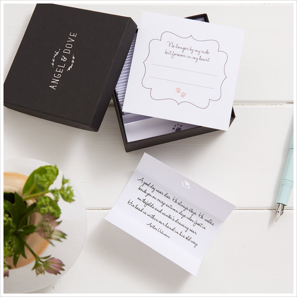 30 Comforting Dog Bereavement Quotes in Gift Box with Bag & Card - Pet Sympathy Gift - Angel & Dove
