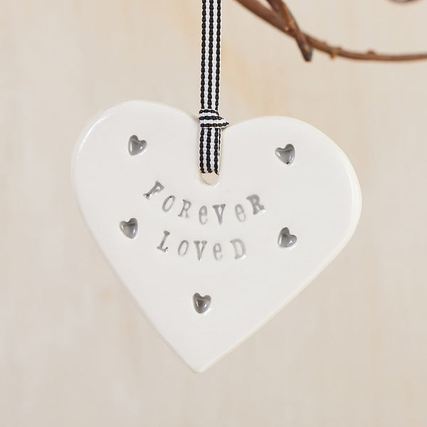 'Forever Loved' Handmade Ceramic Heart Decoration in Luxury Gift Box - Angel & Dove