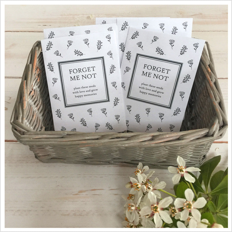 forget me not flower seeds for funerals 10 Forget-Me-Not Seed Packet Funeral Favours (Filled with Seeds) – Angel & Dove