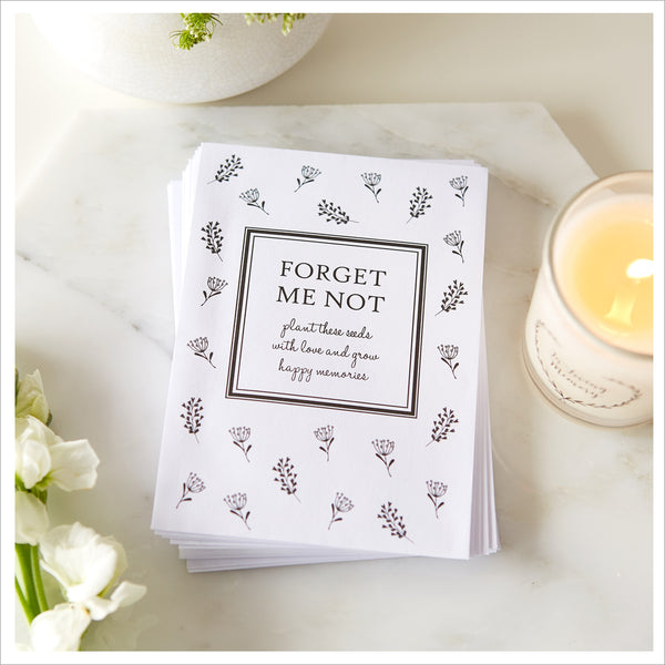 10 Filled Forget-Me-Not Seed Packet Funeral Favours - Angel & Dove