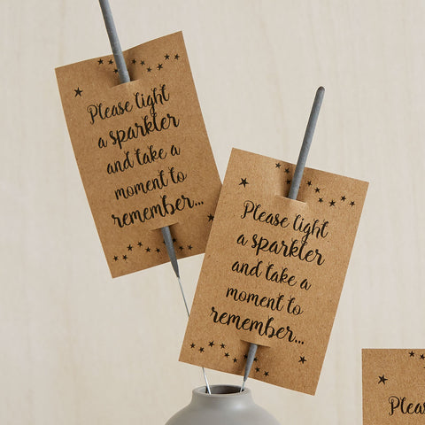 25 Kraft Remembrance Sparkler Favour Cards (Sparklers not included) - Angel & Dove