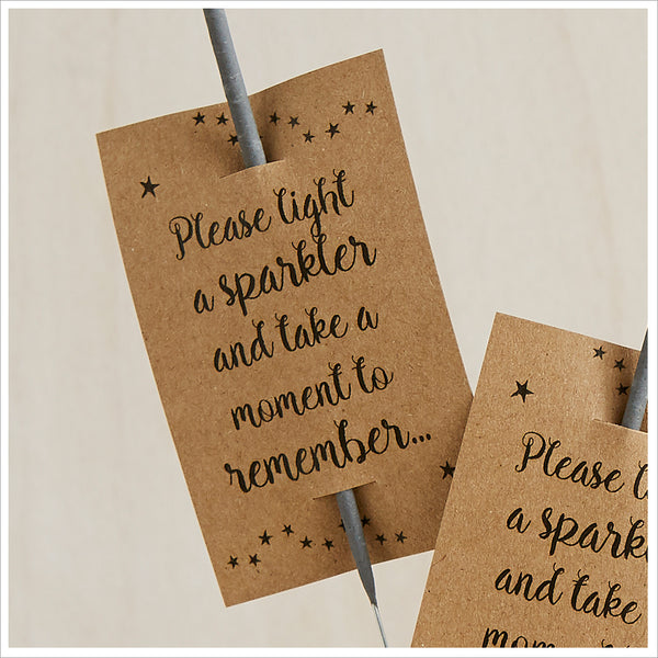 25 Kraft Remembrance Sparkler Favour Cards (Sparklers not included) - Angel & Dove