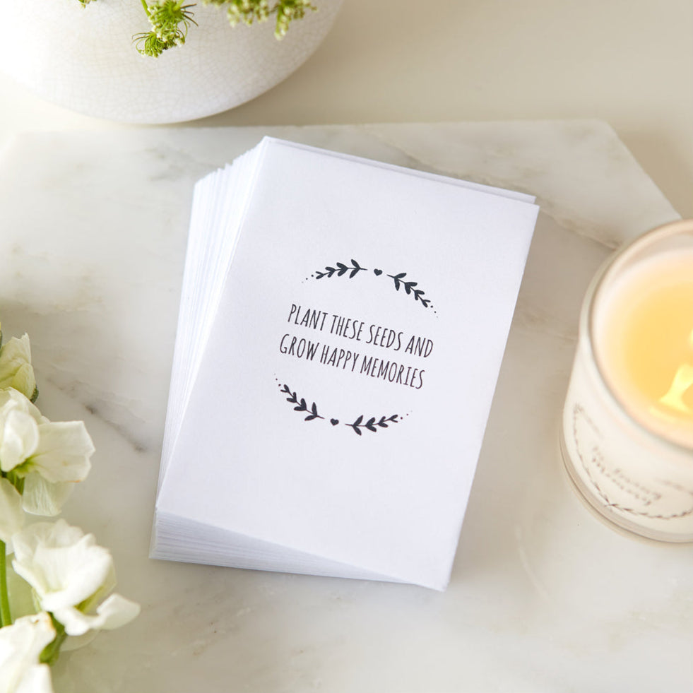 memorial flower seed packets 25 'Grow Happy Memories' Seed Packet Funeral Favour Envelopes (Unfille – Angel & Dove
