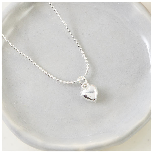 Silver Heart 'Memories' Necklace Sympathy Gift with Luxury Bag & Card - Angel & Dove