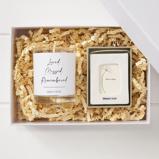 Memories Votive Candle & Porcelain Frame Sympathy Gift - Angel & Dove