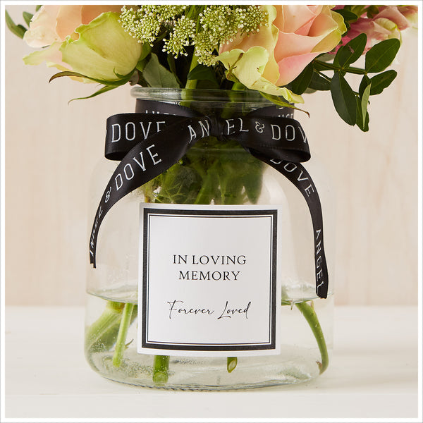 Medium 'In Loving Memory' 16cm Glass Vase for Memory Table - Angel & Dove