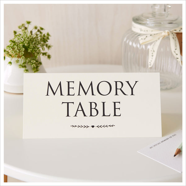 Set of 2 Signs: 'Please Share Your Special Memories Here' & 'Memory Table' - Ivory - Angel & Dove