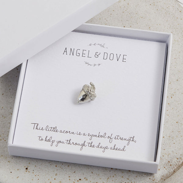 Pewter Acorn 'Strength' Pocket Charm Sympathy Gift with Bag & Card - Angel & Dove