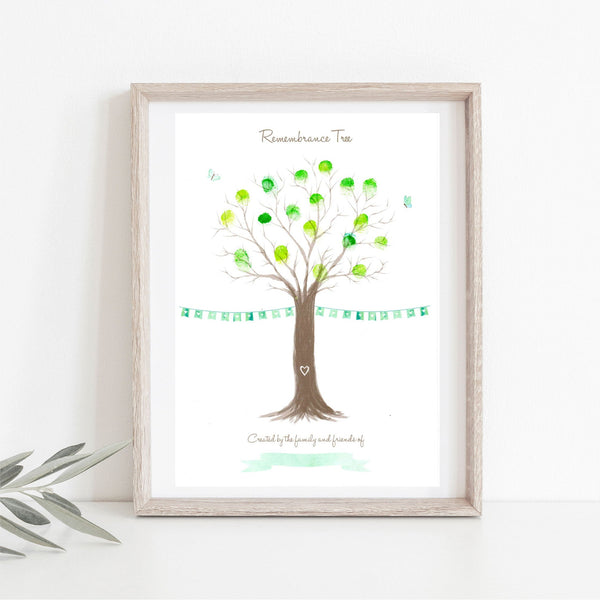 Fingerprint Remembrance Tree Print Kit - A Creative Alternative to a Condolence Book - Angel & Dove