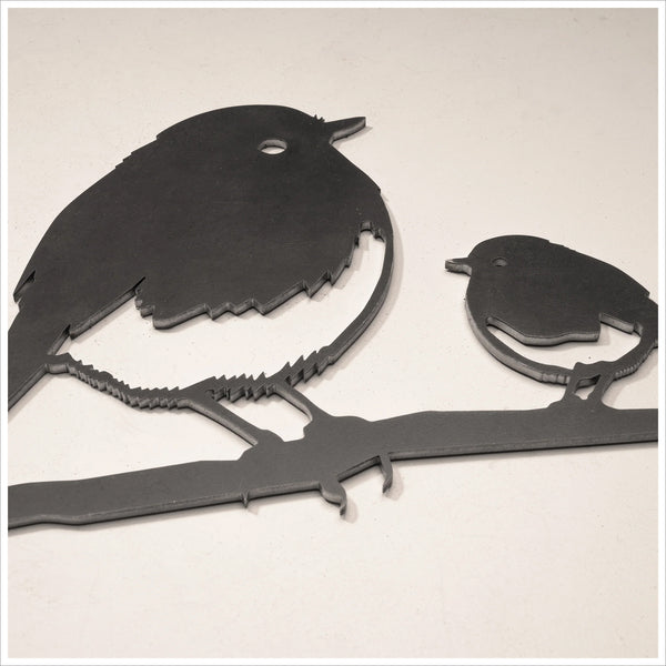 Metalbird Pair of Robin Tree Silhouettes - A Beautiful Remembrance Item for the Garden - Angel & Dove
