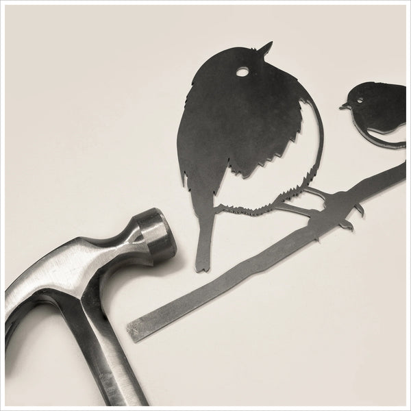 Metalbird Pair of Robin Tree Silhouettes - A Beautiful Remembrance Item for the Garden - Angel & Dove