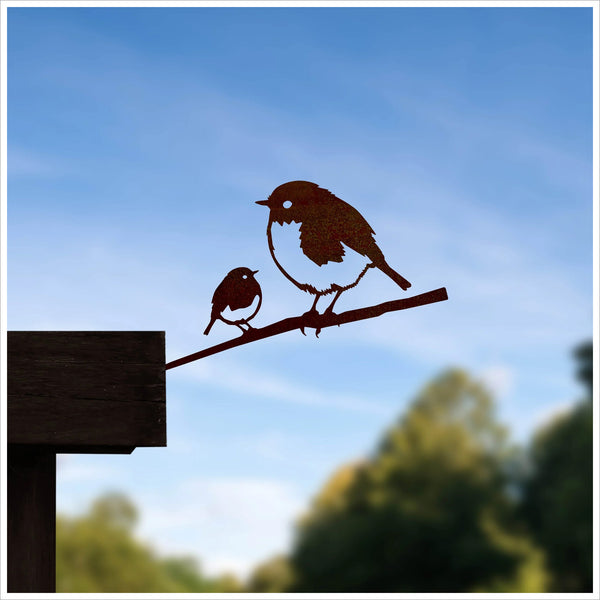 Metalbird Pair of Robin Tree Silhouettes - A Beautiful Remembrance Item for the Garden - Angel & Dove