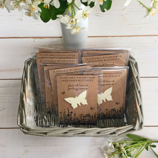 10 Plantable Wildflower Seed Paper Butterfly Funeral Favours - Angel & Dove