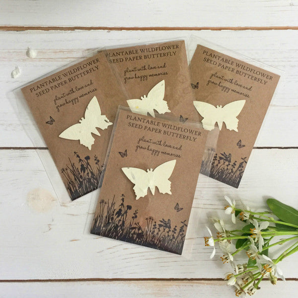 10 Plantable Wildflower Seed Paper Butterfly Funeral Favours - Angel & Dove