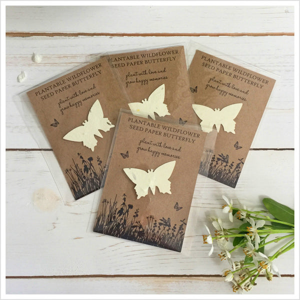 10 Plantable Wildflower Seed Paper Butterfly Funeral Favours - Angel & Dove