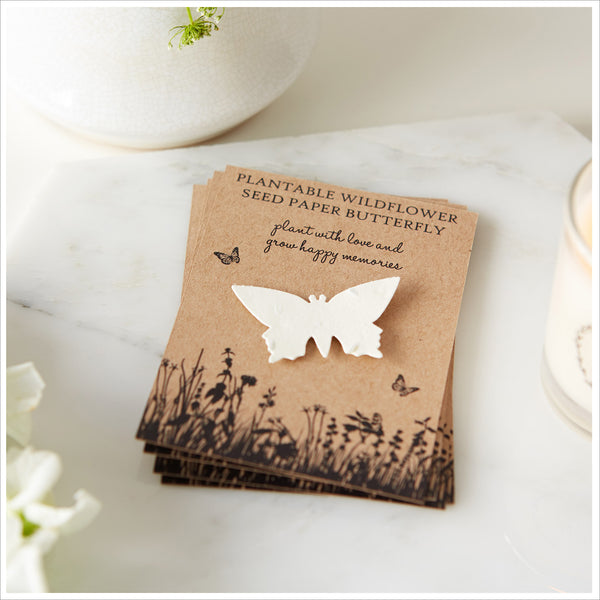10 Plantable Wildflower Seed Paper Butterfly Funeral Favours - Angel & Dove