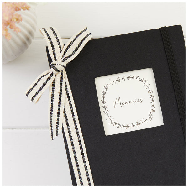 Small Black Linen Covered 'Memories' Photo Album - Angel & Dove