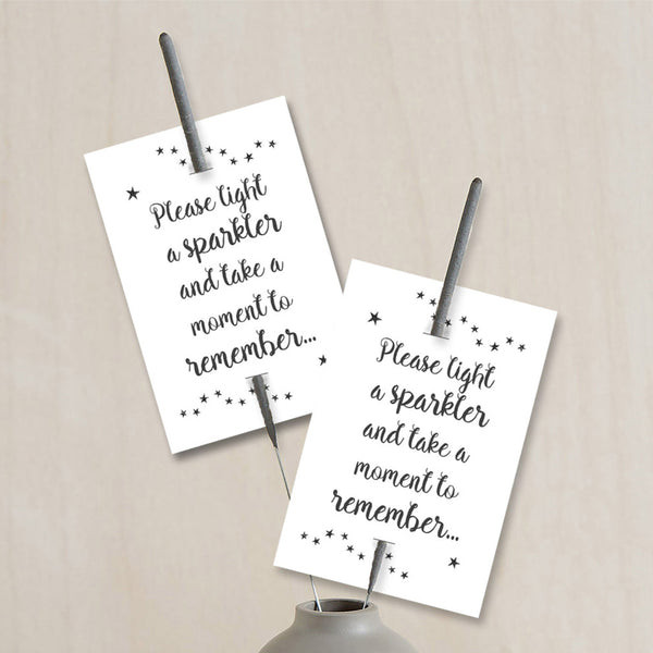 25 White Remembrance Sparkler Favour Cards (Sparklers not included) - Angel & Dove