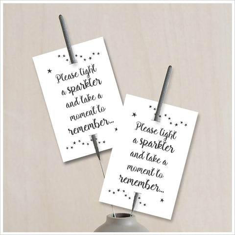 25 White Remembrance Sparkler Favour Cards (Sparklers not included) - Angel & Dove