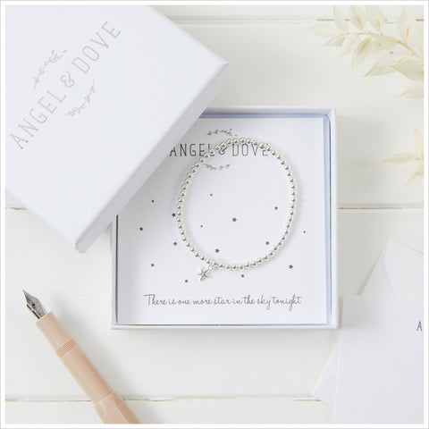 Silver Star 'Light' Beaded Bracelet Sympathy Gift with Luxury Bag & Card - Angel & Dove