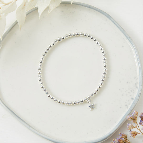 Silver Star 'Light' Beaded Bracelet Sympathy Gift with Luxury Bag & Card - Angel & Dove