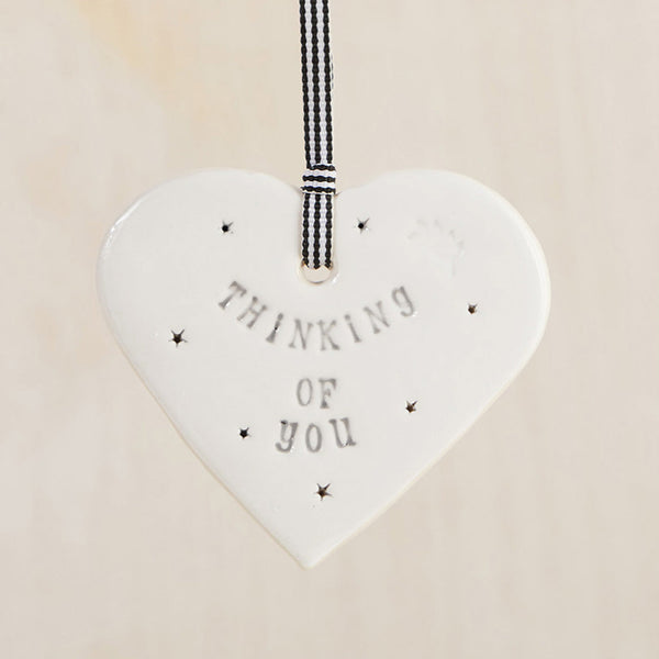 'Thinking of You' Handmade Ceramic Heart Decoration in Luxury Gift Box - Angel & Dove