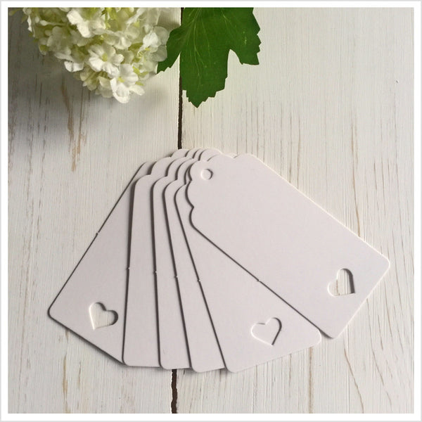 25 White Heart Card Balloon Message Tags - Angel & Dove