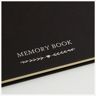 A5 Luxury Black Memory Condolence Book with Ribbon for Funeral Memory Table - Angel & Dove
