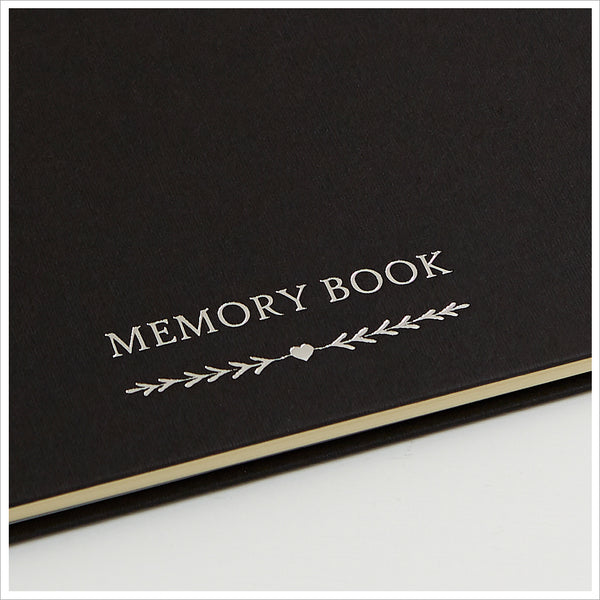 A4 Luxury Black Memory Condolence Book with Ribbon for Funeral Memory Table - Angel & Dove