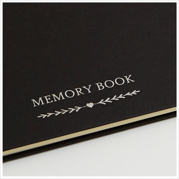 Gift Boxed A5 Luxury Black Memory Condolence Book with Gift Card - Angel & Dove