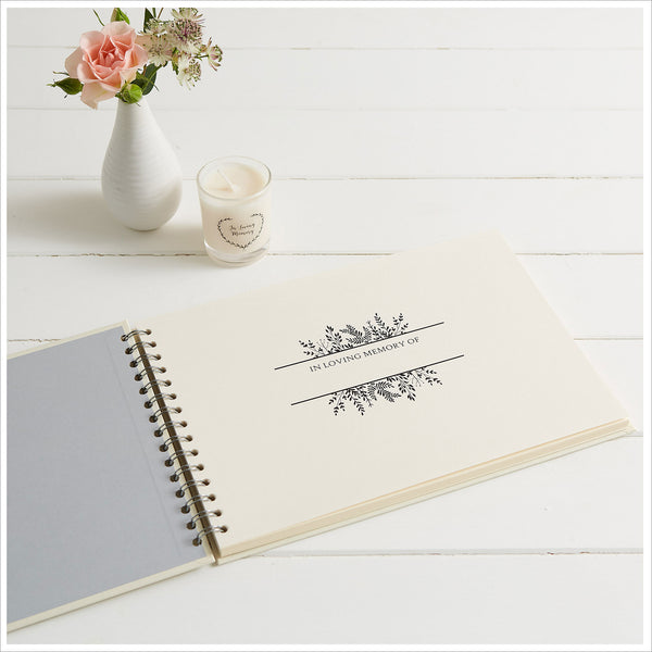 A4 Luxury Ivory Memory Book & 2 Sign Set for Funeral Memory Table - Angel & Dove