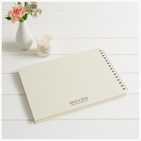 A4 Luxury Ivory Memory Book & 2 Sign Set for Funeral Memory Table - Angel & Dove
